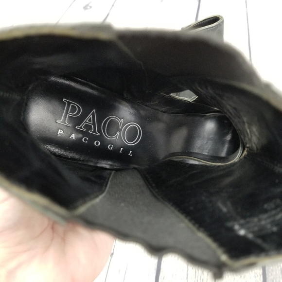 PACO GIL | leather chelsea style strappy open toe wedge boots - Picture 8 of 9